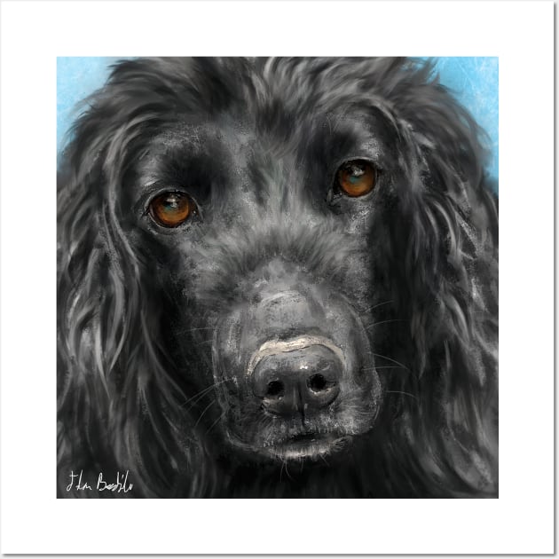 A Painting of a Black Cocker Spaniel with Honey Eyes Wall Art by ibadishi